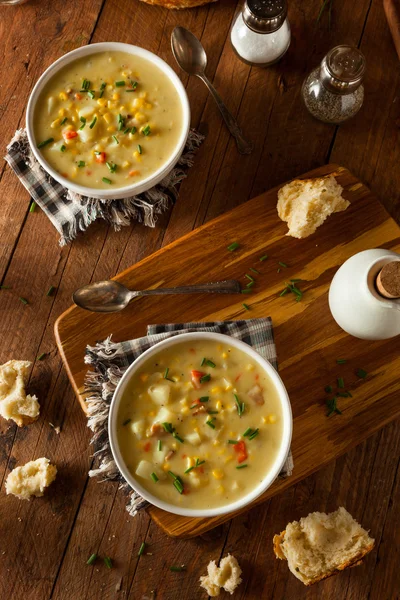 Hot Homemade Corn Chowder — Stock Image Hot Homemade Corn Chowder Stock Picture
