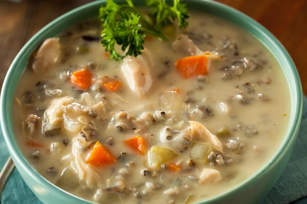 Sopa casera de arroz y pollo silvestres —  Fotos de Stock