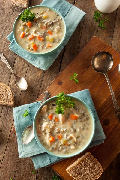 Домашнє диким рисом і курячий суп — стокове фото