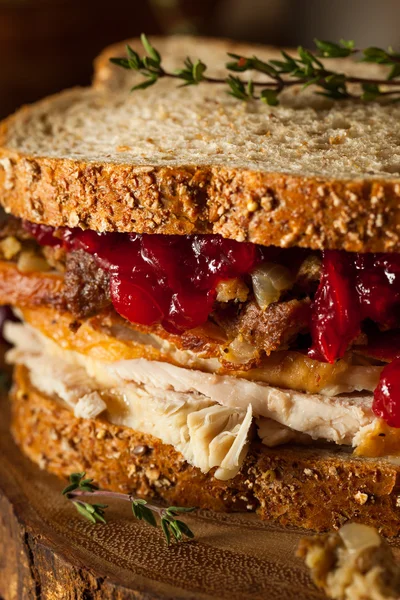 Domácí zbytkových díkůvzdání Sandwich — Stock fotografie
