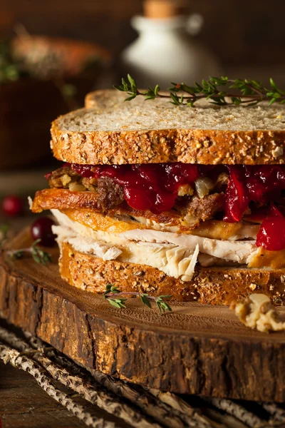 自家製残り感謝祭サンドイッチ — ストック写真