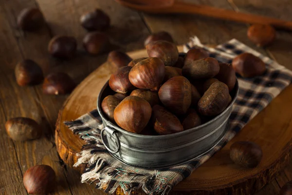 Castanhas italianas orgânicas marrons cruas — Fotografia de Stock