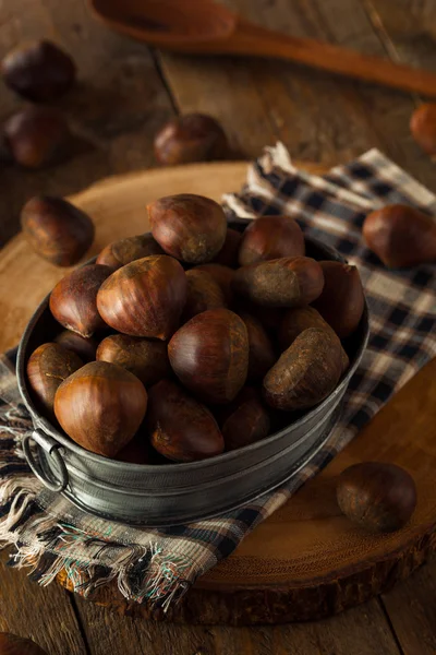 Castanhas italianas orgânicas marrons cruas — Fotografia de Stock