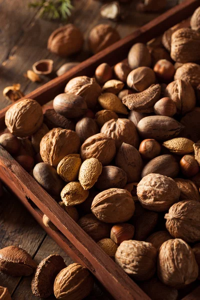 Rozmanité smíšené organické ořechy — Stock fotografie