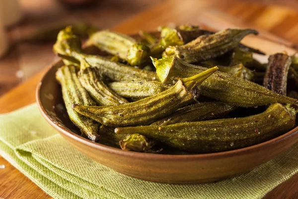 Okra assado orgânico verde — Fotografia de Stock