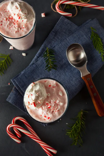 Batido de menta con caña de caramelo —  Fotos de Stock