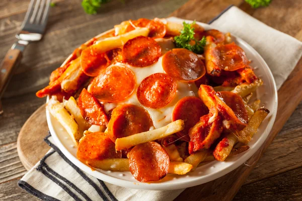 Homemade Pepperoni and Cheese PIzza French Fries — Stock Photo, Image