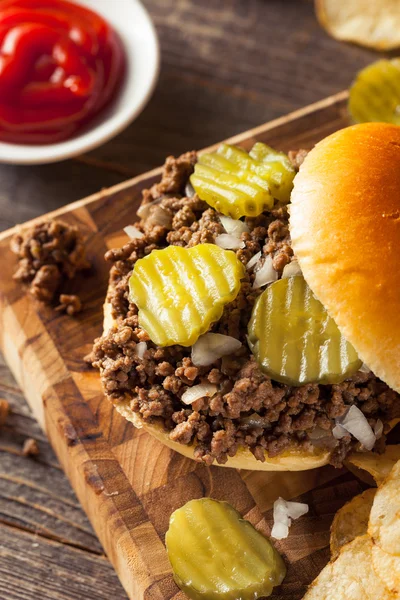 Hjemmelaget Loose Meat Tavern Sandwich – stockfoto