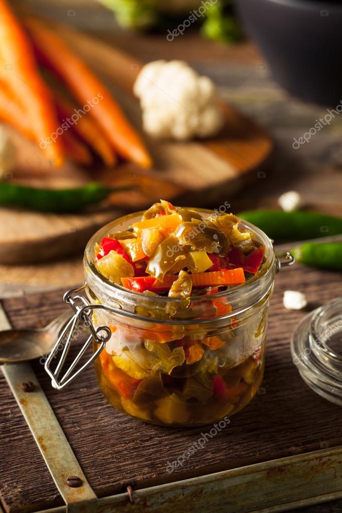 Spicy Homemade Pickled Giardiniera Stock Photo by ©bhofack2 98938580