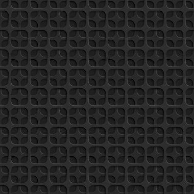 Siyah renklerde kare delikleri olan soyut, pürüzsüz desen