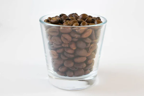 Coffee Beans Glass White Background — Stock Photo, Image