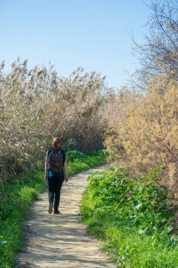 Yürüyüş yolunda bir kadın