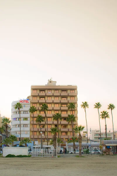 拉纳卡有棕榈的海滩酒店 — 图库照片