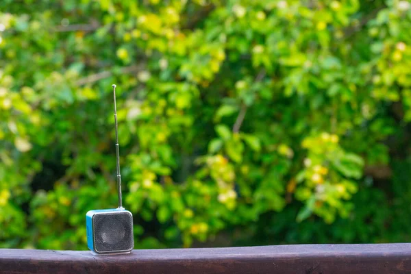 Yeşil ağacın ardında bıraktığı doğa üzerine radyo hoparlörü