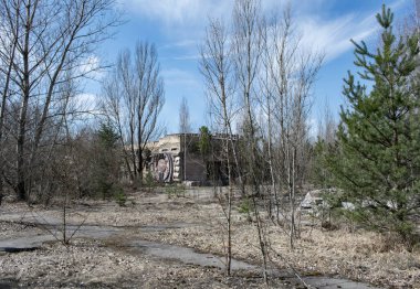 Pripyat 'ta sinema binası, Çernobil, Ukrayna' da terk edilmiş..