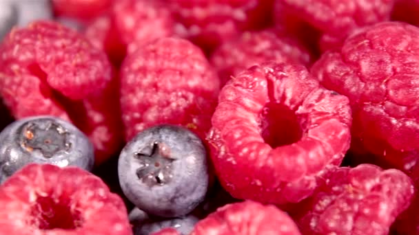 蓝莓和草莓随时可供食用 生物素食素食 健康早餐准备 — 图库视频影像