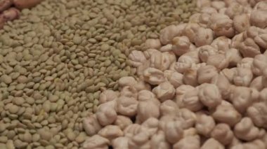 Mediterranean food healthy nutrition assortment of legumes beans, lentils, chickpeas