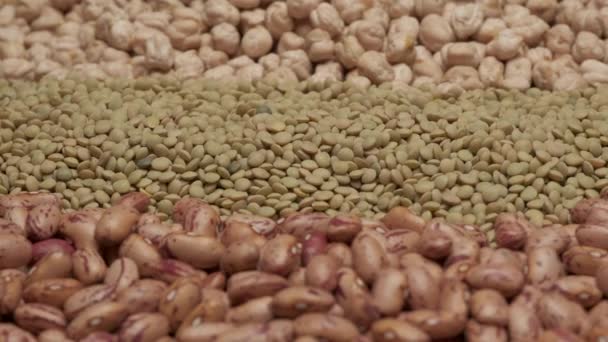 Feijão Seco Grão Bico Lentilhas Legumes Misturados Dieta Mediterrânea Alimentação — Vídeo de Stock