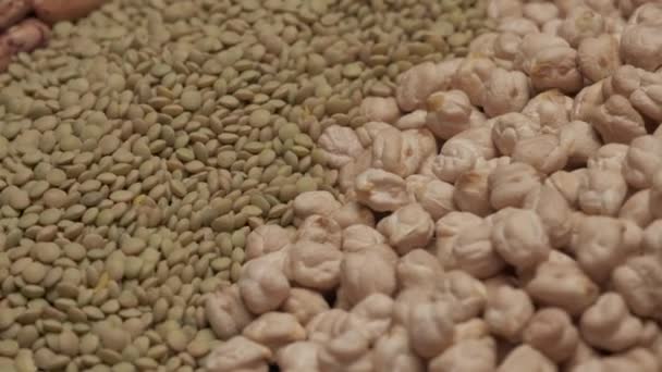 Mediterranean Food Healthy Nutrition Assortment Legumes Beans Lentils Chickpeas — Vídeo de Stock