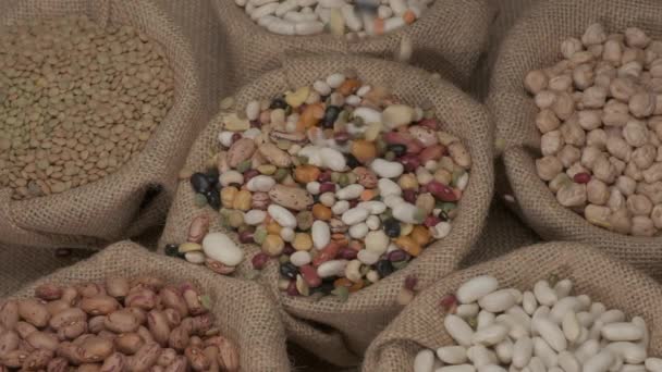 Dry Mixed Beans Legumes Falling Bowl Slow Motion Healthy Mediterranean — Stok video