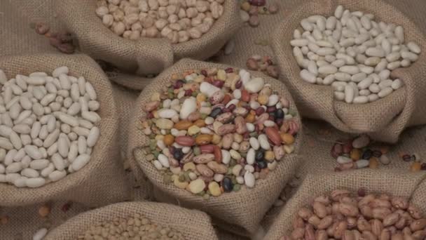 Mixed Legumes Dry Beans Rotating Mediterranean Diet Healthy Nutrition Protein — Vídeo de Stock