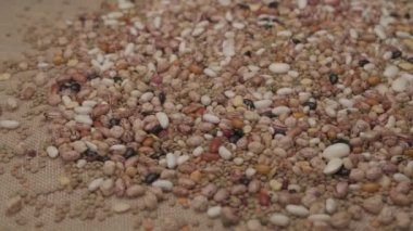 Mixed legumes dry beans rotating, Mediterranean diet vegan vegetarian protein food