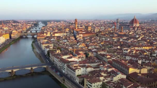 Florencia Vista Aérea Del Paisaje Urbano Firenze Toscana — Vídeo de stock