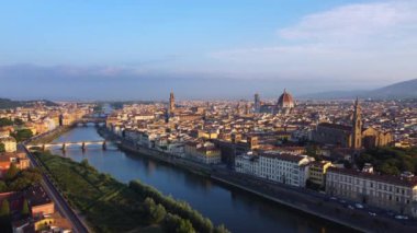 Floransa şehir manzarası hava manzarası, Firenze Toskana