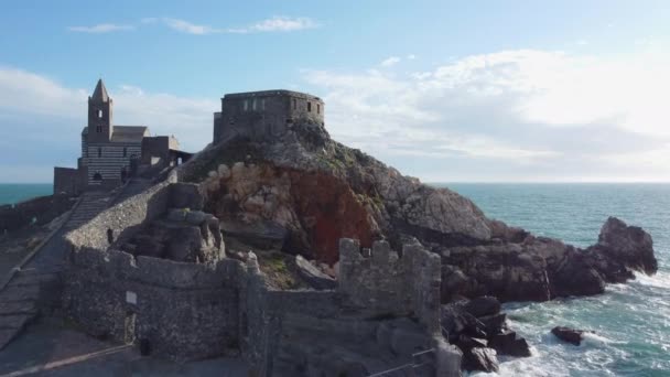 Palmaria Island Porto Venere Eller Portovenere Flygutsikt Ligurien Italien San — Stockvideo