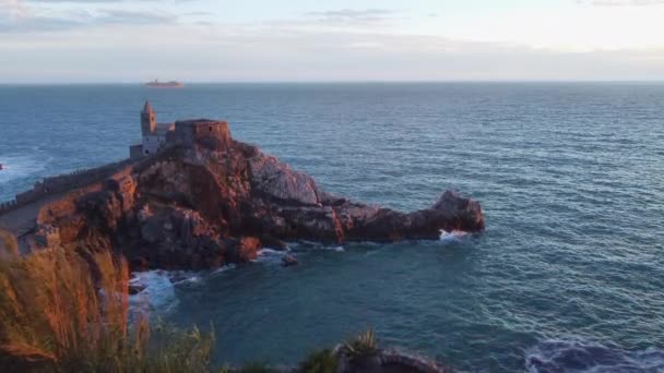 Palmaria Sziget Porto Venere Vagy Portovenere Légi Kilátás Liguria Olaszország — Stock videók