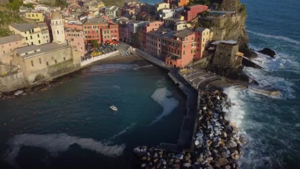 Yazın Cinque Terre Vernazza Hava Manzarası Liguria Talya Ünlü Bir — Stok video