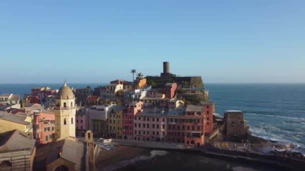Yazın Cinque Terre Vernazza Hava Manzarası Liguria Talya Ünlü Bir — Stok video