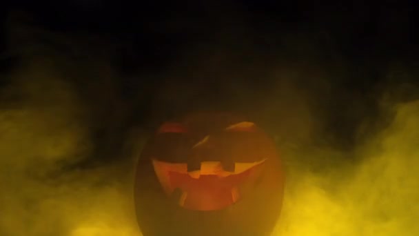 Halloween Zło Dynia Straszne Tło Mgła Dym — Wideo stockowe