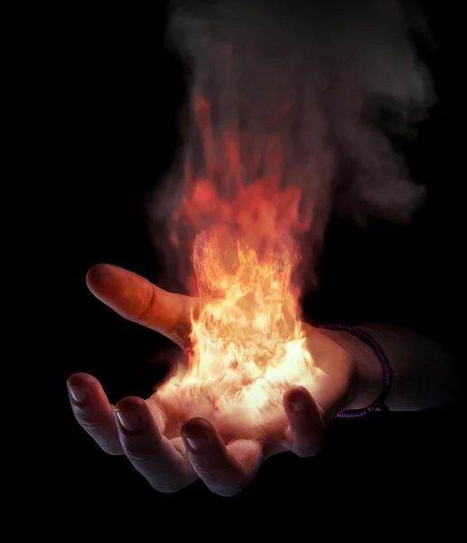 Hand on fire — Stock Photo, Image