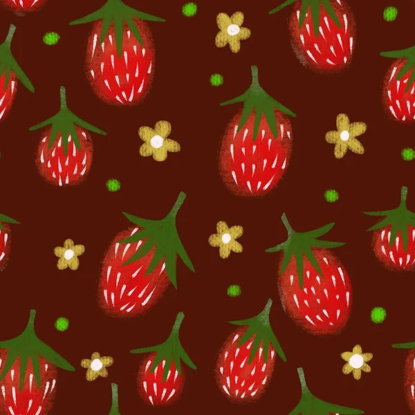 Juicy seamless strawberry pattern. Summer print — Stock Photo, Image