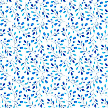 Dalları ve yaprakları olan dikişsiz suluboya desen