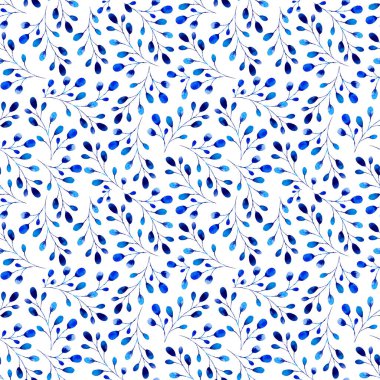 Dalları ve yaprakları olan dikişsiz suluboya desen