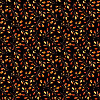 Dalları ve yaprakları olan dikişsiz suluboya desen