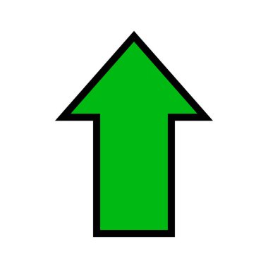 Tek yeşil ok, yükselen ok beyaz üzerine izole işareti, yön işareti için ok işareti