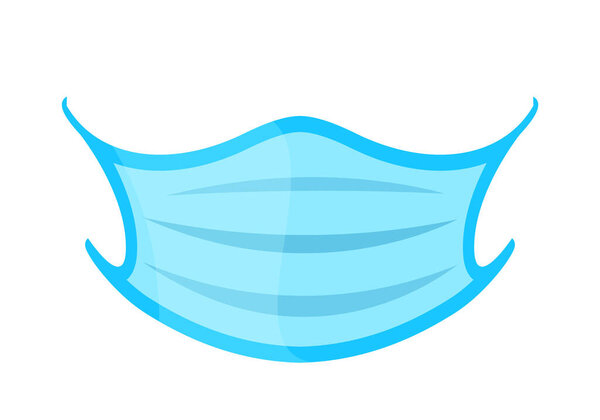 medical mask isolated on white, mock-up face blue mask for clip art, the mask of flu protection