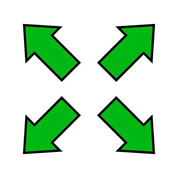 绿色箭头和对角线箭头符号用于地图 箭头按钮用于图形游戏 箭头用于方向 — 图库矢量图片