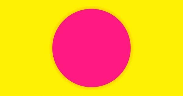 バナー コピースペース 紙サークルピンク色と背景の黄色のための黄色の背景にシンプルな円ピンク — ストックベクタ