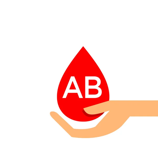 手上滴血Ab型为图标 夹艺术红血滴 血Ab型 手上滴血Ab型为图标 手上滴血白色隔离 — 图库矢量图片