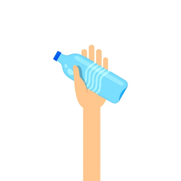 Dricksvattenflaska Handen För Att Och Donera Koncept Handen Håller Vattenflaska — Stock vektor
