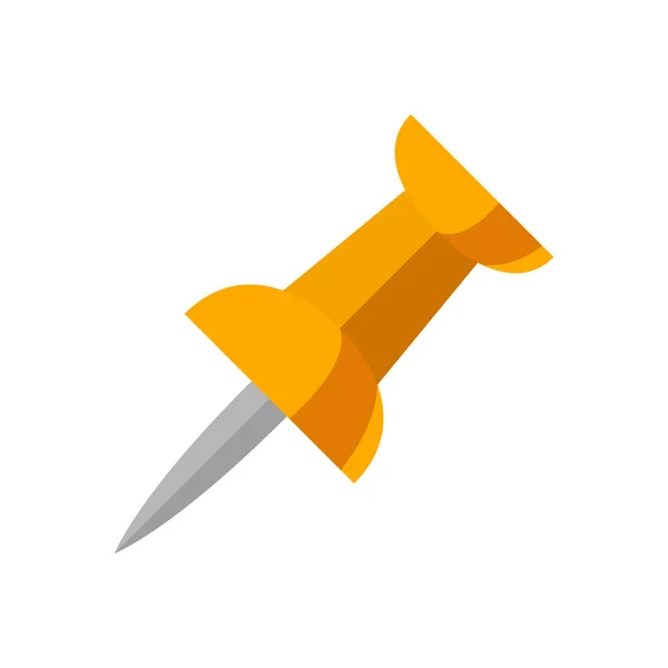 Push Pin Geïsoleerd Wit Thumbtack Pin Oranje Kleur Illustratie Pin — Stockvector