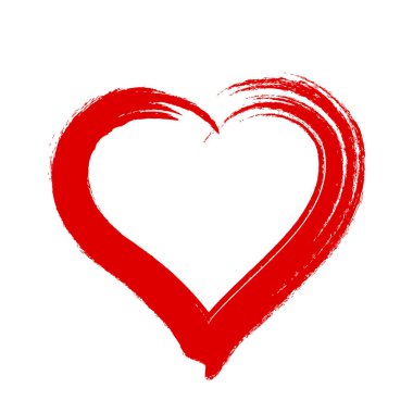 karalama kalp şekli çizim kırmızı renk, el çizimi kalp sembolü beyaz, kalp şeklinde fırça darbesi