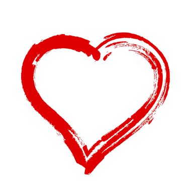 karalama kalp şekli çizim kırmızı renk, el çizimi kalp sembolü beyaz, kalp şeklinde fırça darbesi
