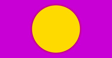 Pankart, kopyalama alanı, kağıt dairesi sarı renk ve arkaplan için mor üzerine sarı daire