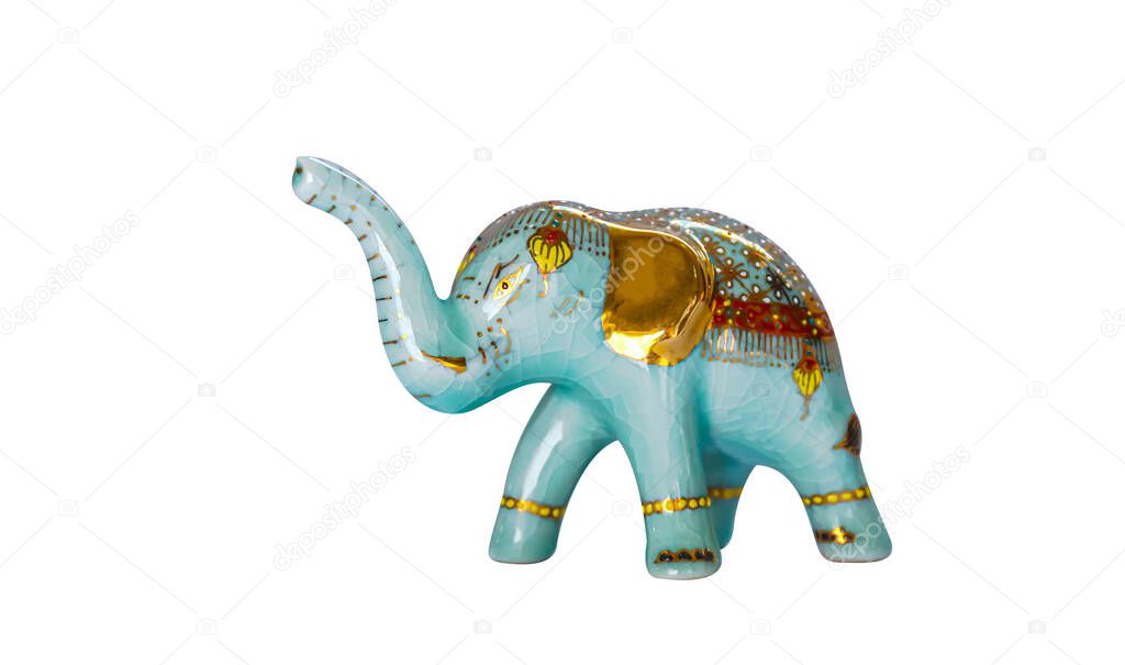 Ceramic Elephant Souvenir from Thailand isolated on white