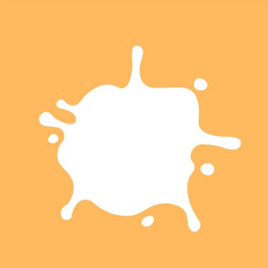 Afiş arkaplanı için turuncu kahverengi renkte süt sıçraması, beyaz sütlü sıçrama şekli, grafik sembolü için süt dökülmesi, sütün lekelenmesi